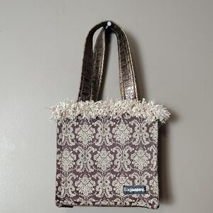 Bag Daddy Brown And Cream Fringe Tote Purse W Snap